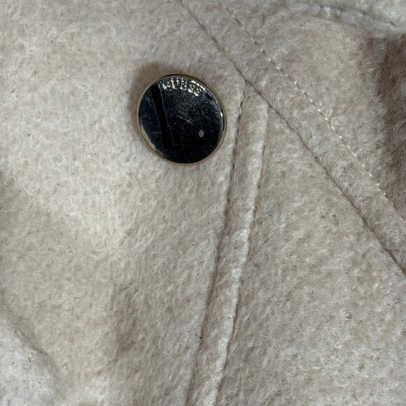 Guess Coat Woman's XS Cream Wool Blend Double Breasted Pea Coat Winter Military - Picture 5 of 13